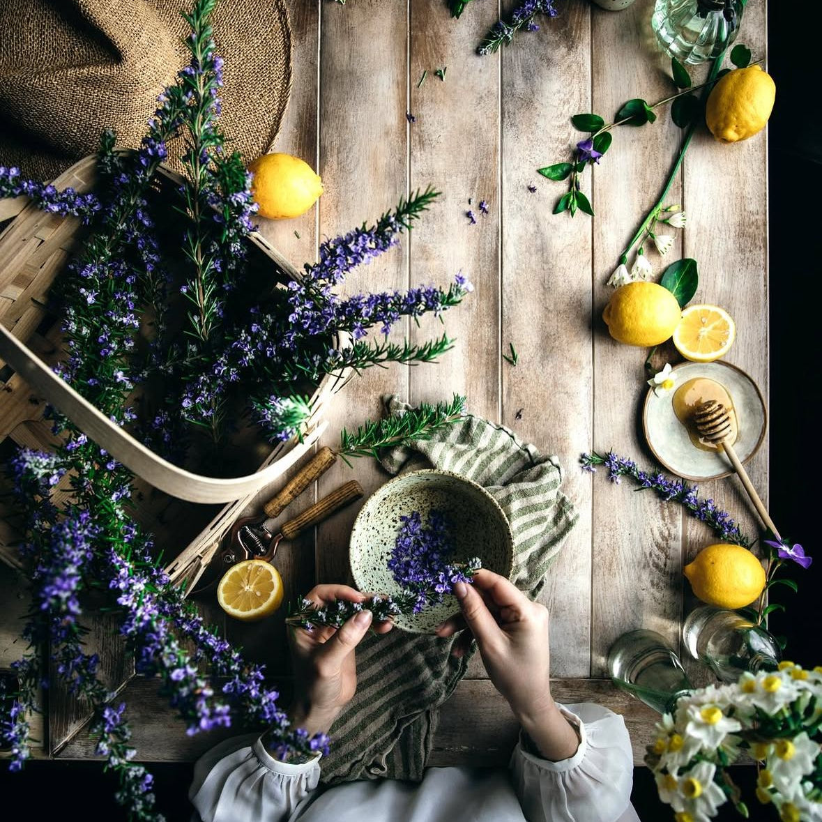 Herbs on a table