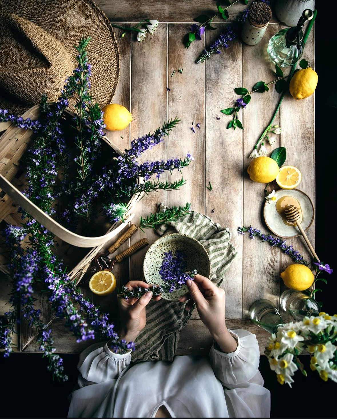 Herbs on a table