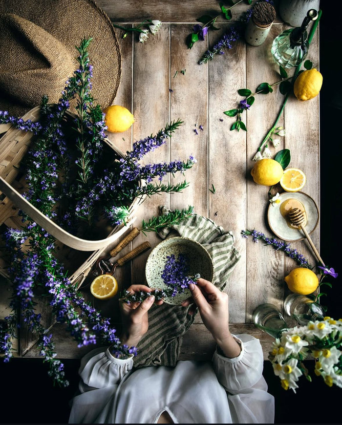 Herbs on a table