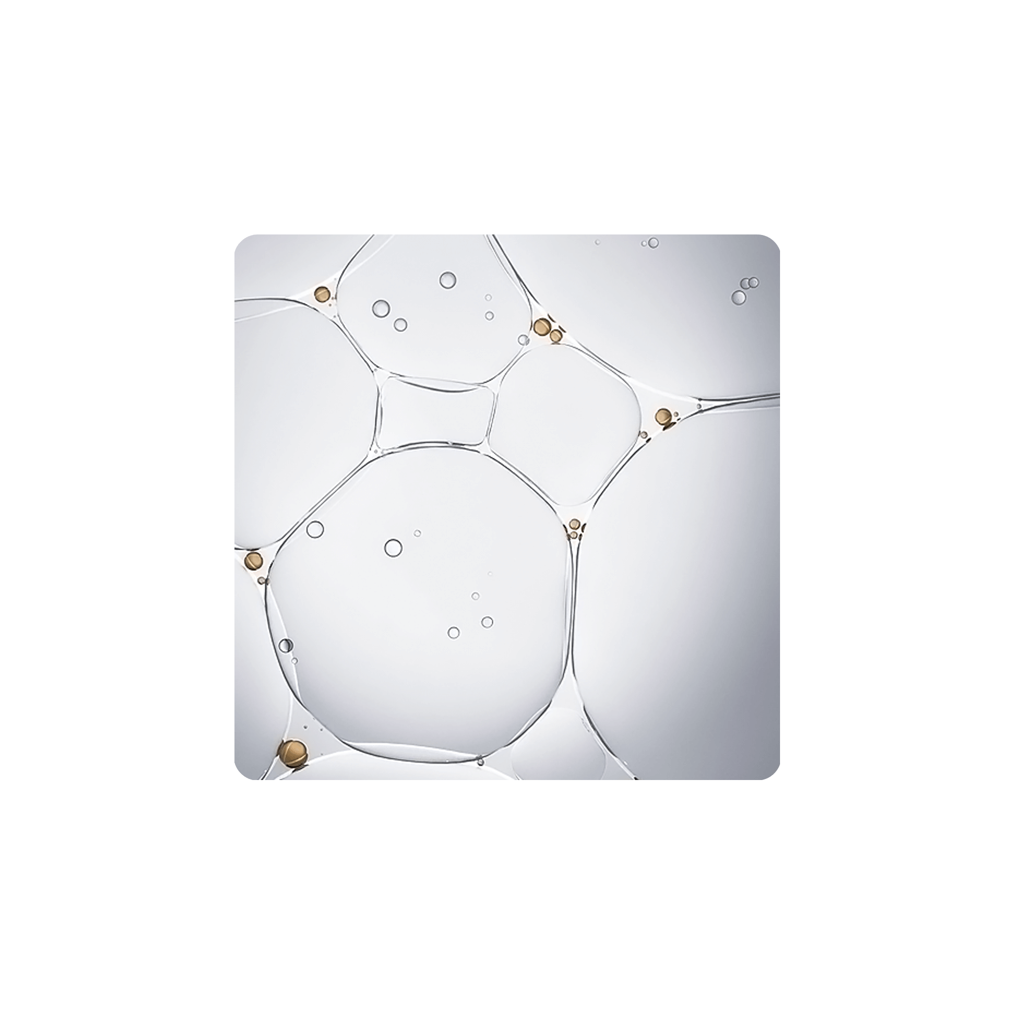 Choline bubbles in a clear liquid, showcasing the intricate structure and texture of the liquid.