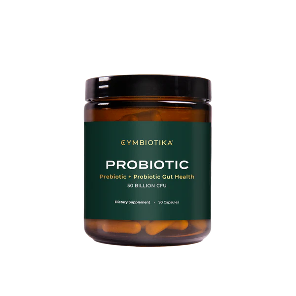 Gymbiotika probiotic supplement jar on a white background
