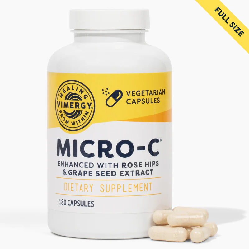 Supplement bottle labeled 'Micro-C' with Vimergy branding on a white background