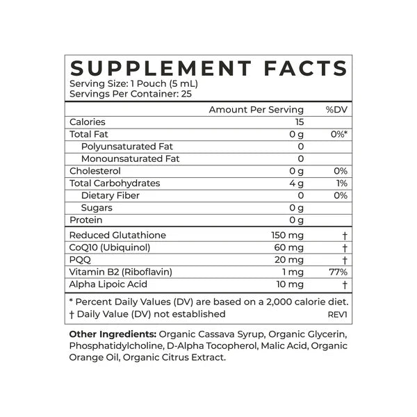 Supplement facts label with nutritional information on a white background