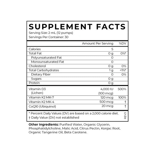 Supplement facts label with nutritional information on a white background