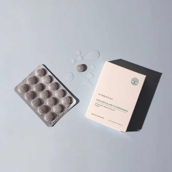 Packaging of Eubiotica Molecular Hydrogen tablets on a light gray background