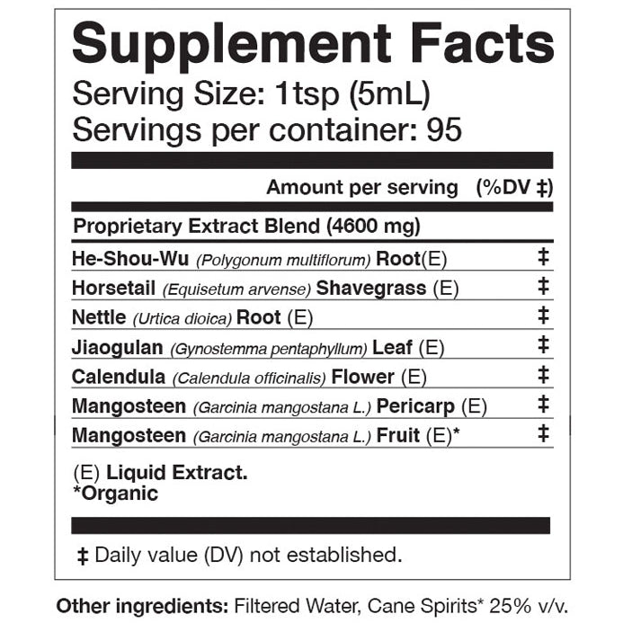 Supplement facts label with ingredient list on a white background