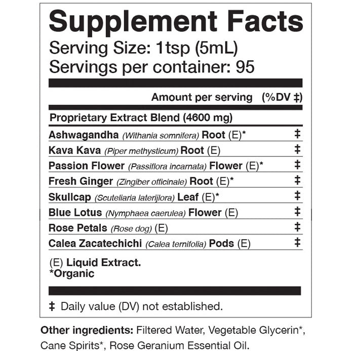 Supplement facts label with various ingredients listed on a white background