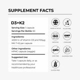 Vitamin D3 4000IU + K2 | 60 Capsules