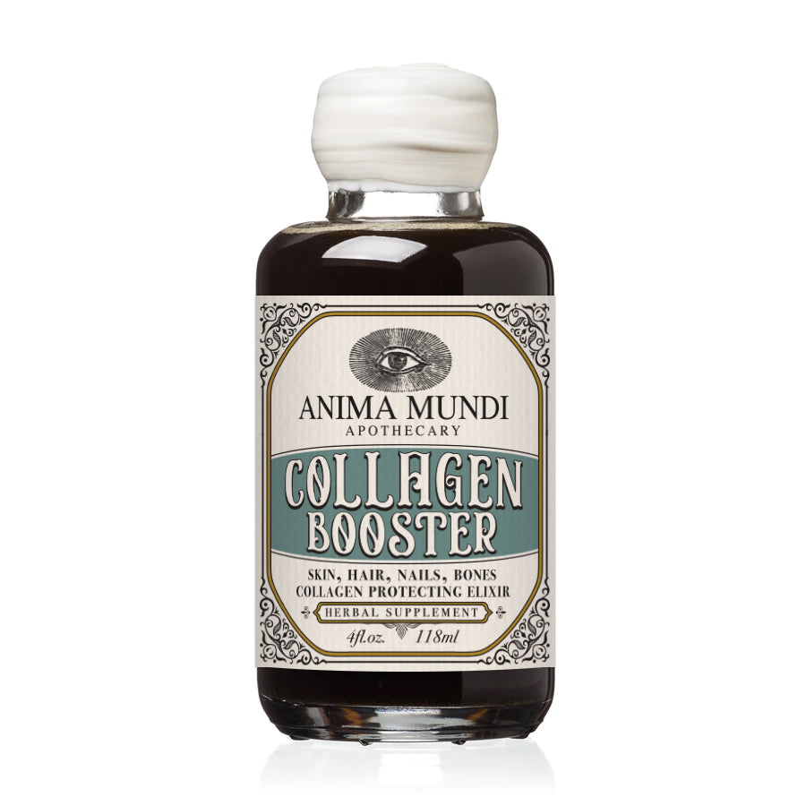 Collagen booster bottle with label on a white background