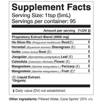 Supplement facts label with ingredient list on a white background