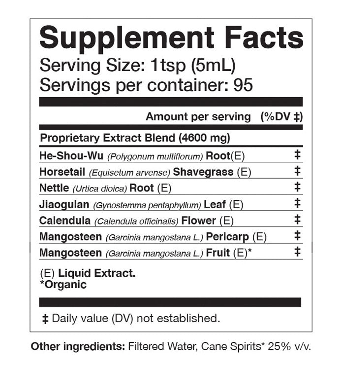 Supplement facts label with ingredient list on a white background