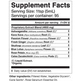 DREAM Elixir supplement facts label showcasing ingredients for rest and relaxation.
