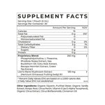 Supplement facts for Golden Mind | 30 pouches, highlighting ingredients and nutritional information.