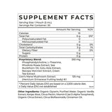 Supplement facts for Golden Mind | 30 pouches, highlighting ingredients and nutritional information.