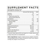 Supplement facts for Liposomal Glutathione, detailing ingredients and nutritional information for health benefits.