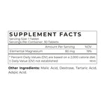 Supplement facts for Molecular Hydrogen, including ingredients and nutritional information for 30 tablets.