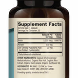 Supplement facts for Hair Skin and Nails capsules, featuring biotin, keratin, and hyaluronic acid for beauty support.