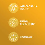 Mitochondrial health, energy production, and liposomal delivery highlighted for Liposomal CoQ10.