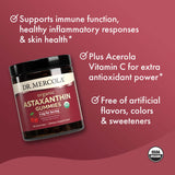 Organic Astaxanthin Gummies by Dr. Mercola with acerola cherry flavor, supports immune function and is free of artificial ingredients.