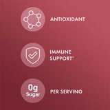 Astaxanthin benefits including antioxidant properties, immune support, and 0g sugar per serving.