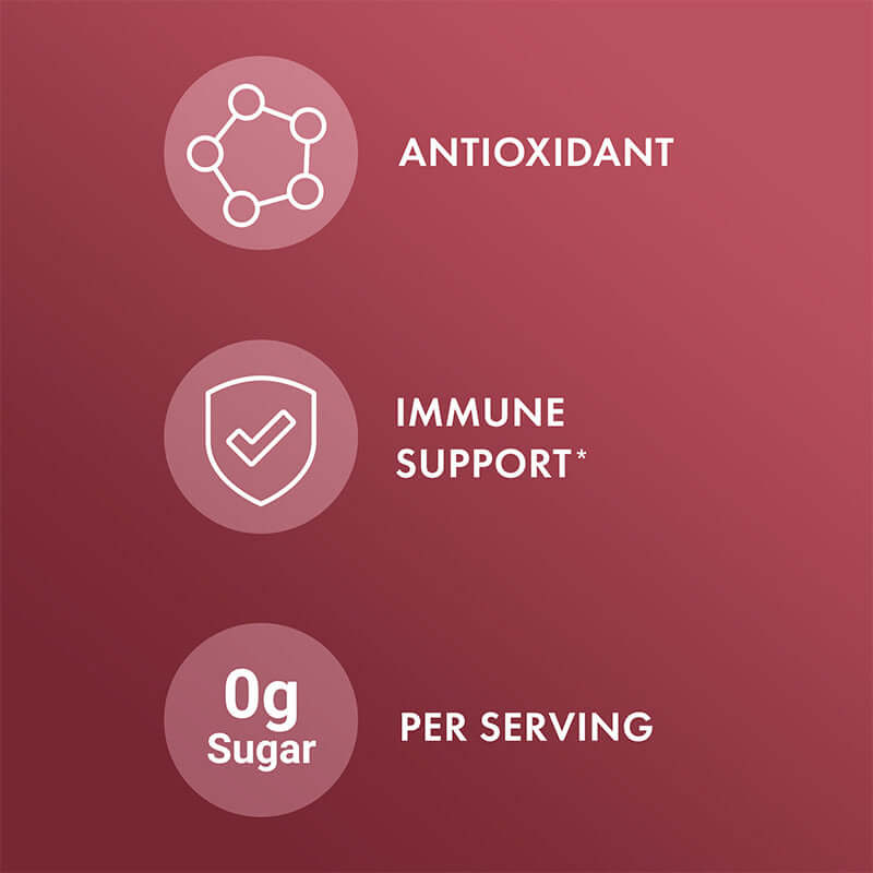 Astaxanthin benefits including antioxidant properties, immune support, and 0g sugar per serving.