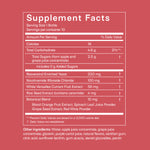 Supplement facts for NAD+ Longevity Shots showing servings, ingredients, and nutritional information.