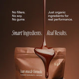 Lean Muscle Formula with organic ingredients promoting muscle strength and recovery in chocolate flavor.