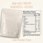Lean Muscle Formula packaging showing nutrition facts and ingredients for clean, organic protein and creatine.