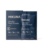 Chocho Plant Superfood Protein cacao packaging with 8 travel sachets and nutritional information.