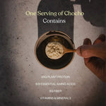 Chocho Plant Superfood Protein Powder showing 20g plant protein, 9 essential amino acids, and 8g fiber for nutrition.