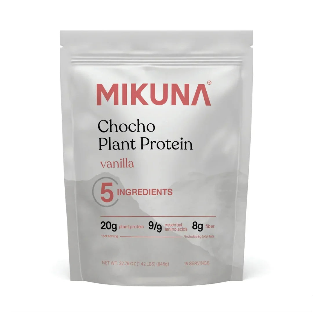 Chocho Plant Superfood Protein Powder in Vanilla flavor with nutrition facts and serving details