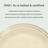 NAD+ Pen Starter Kit showcasing testing and certification details for quality assurance.