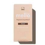 NED - Mellö Magnesium - Travel Sticks packaging for unflavored magnesium superblend, promotes relaxation and mood support.