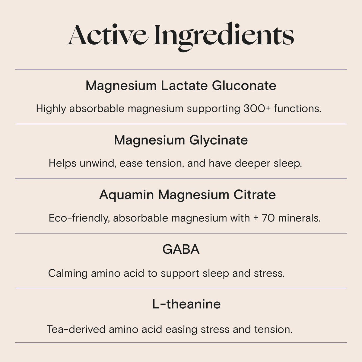 NED - Mellö Magnesium - Travel Sticks active ingredients list including magnesium and calming amino acids.