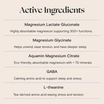 NED - Mellö Magnesium - Travel Sticks active ingredients list including magnesium and calming amino acids.