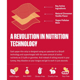 Energy In A Strip features a natural cinnamon vanilla flavor with key active ingredients highlighted.