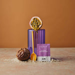 Sodii - Everyday Hydration Salts package with passion fruit and salt, showcasing hydration support in a vibrant setup.