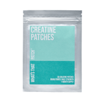 Package of creatine patches with a blue label on a white background